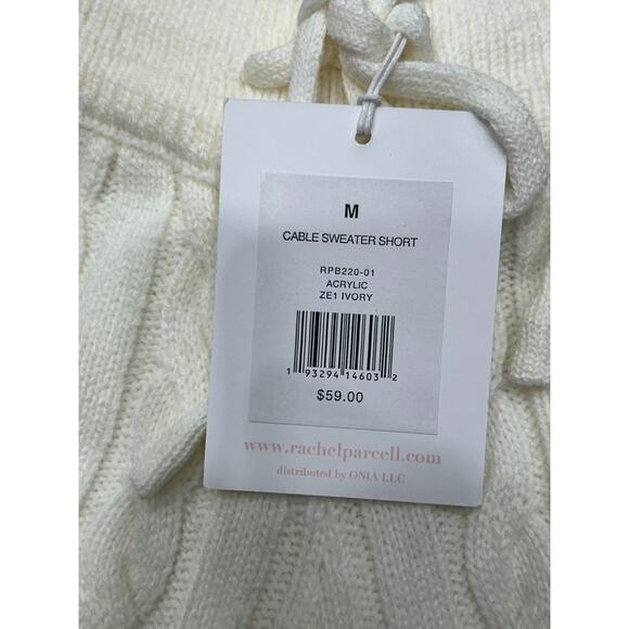 NWT Rachel Parcell Womens Ivory Elastic Waist Cable Knit Sweater Shorts Size M - Picture 4 of 8